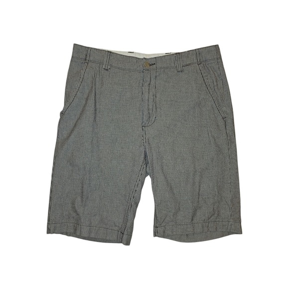 Daniel Cremieux Other - Cremieux William Shorts Mens 32 Gray Striped Flat Front Cotton 9.5 Inseam